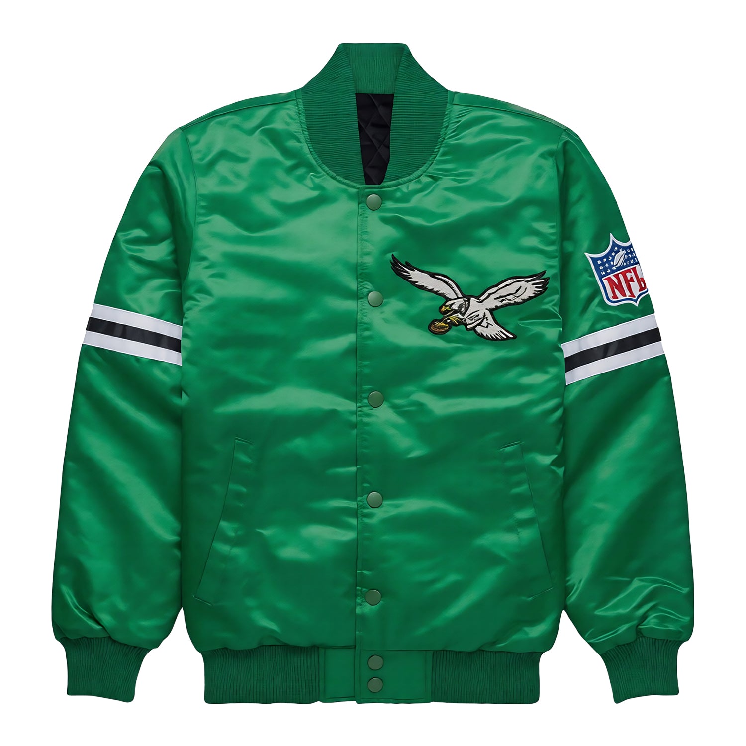 NFL Men's Classic Philadelphia Eagles 80s Green Satin Varsity Jacket