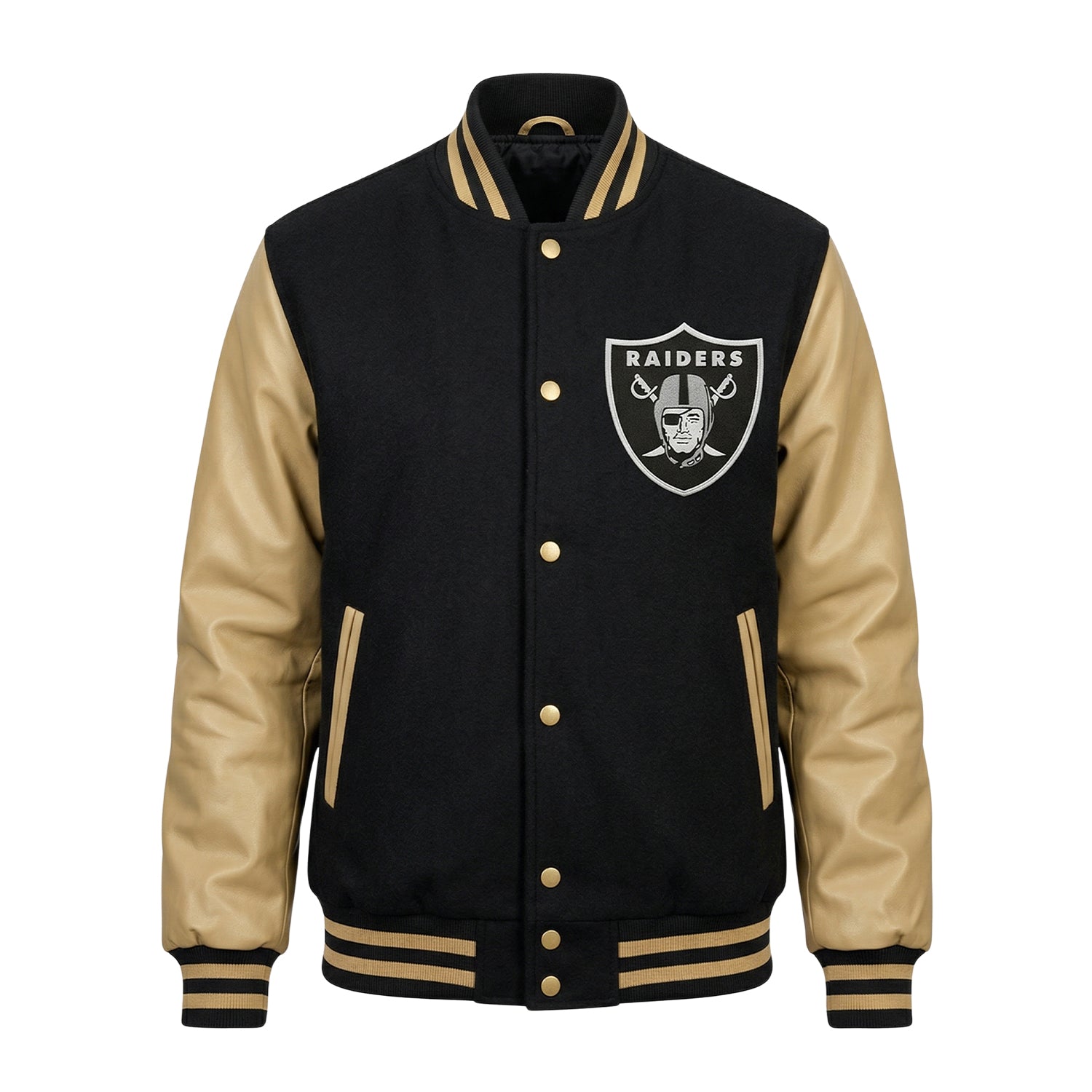 NFL Women's Las Vegas Raiders Black & Silver Varsity Jacket