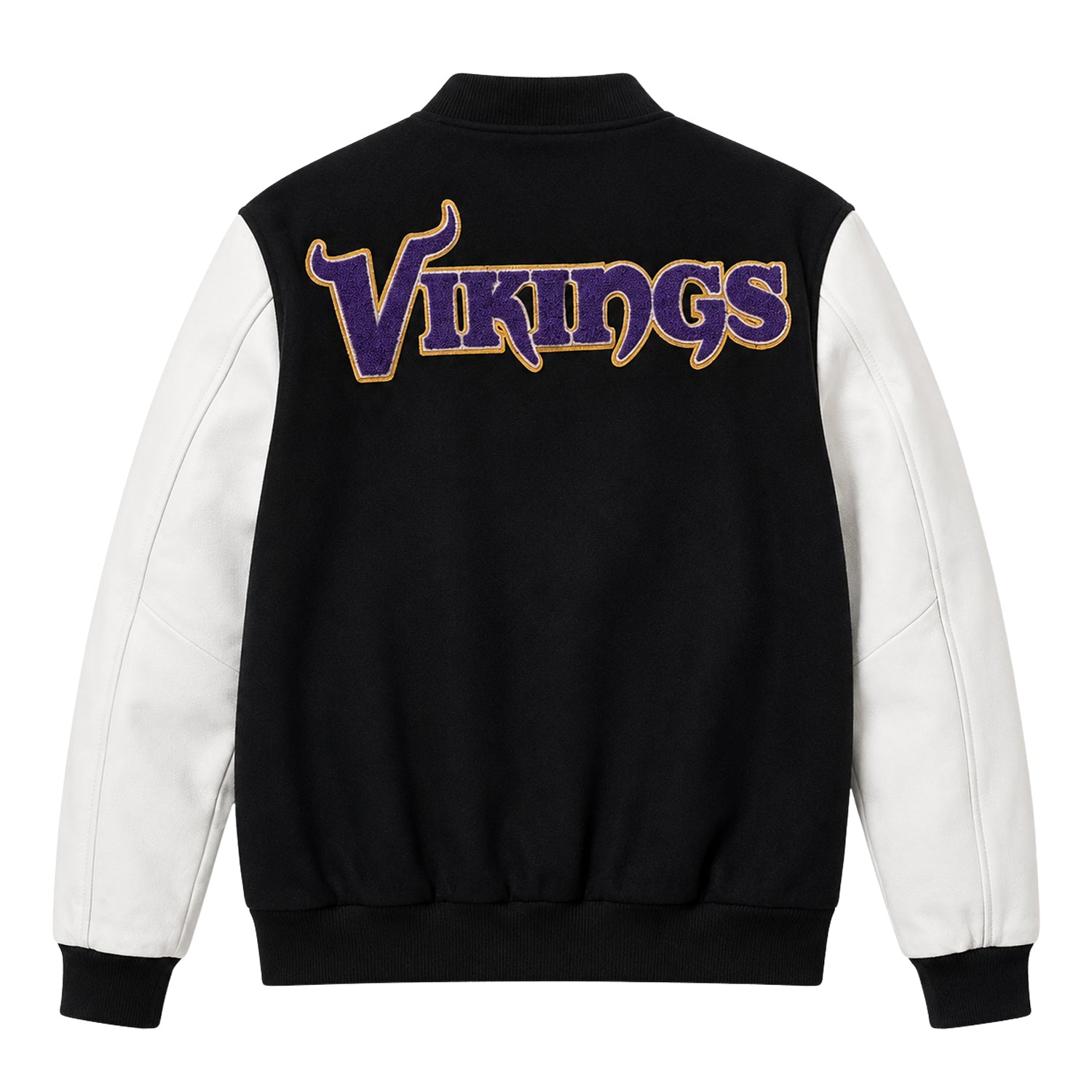 NFL Women's Minnesota Vikings Black and White Varsity Jacket (Back)