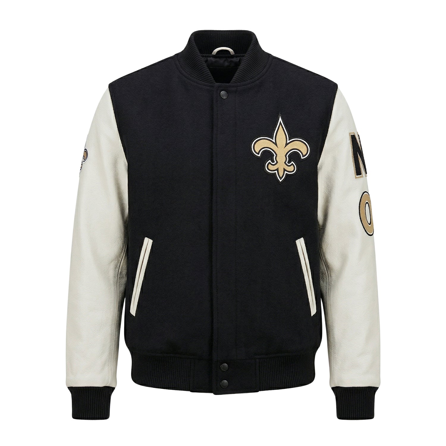 NFL Women's New Orleans Saints Black and White Varsity Jacket