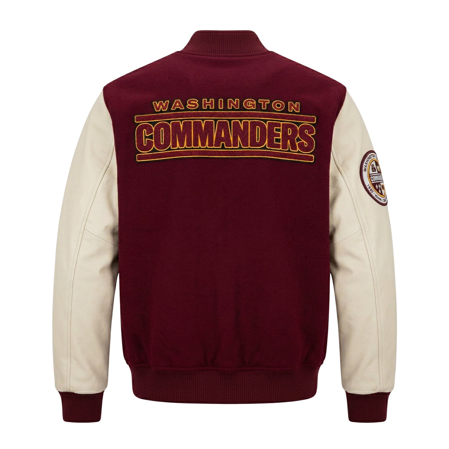 NFL Women's Washington Commanders Burgundy and White Varsity Jacket (Back)