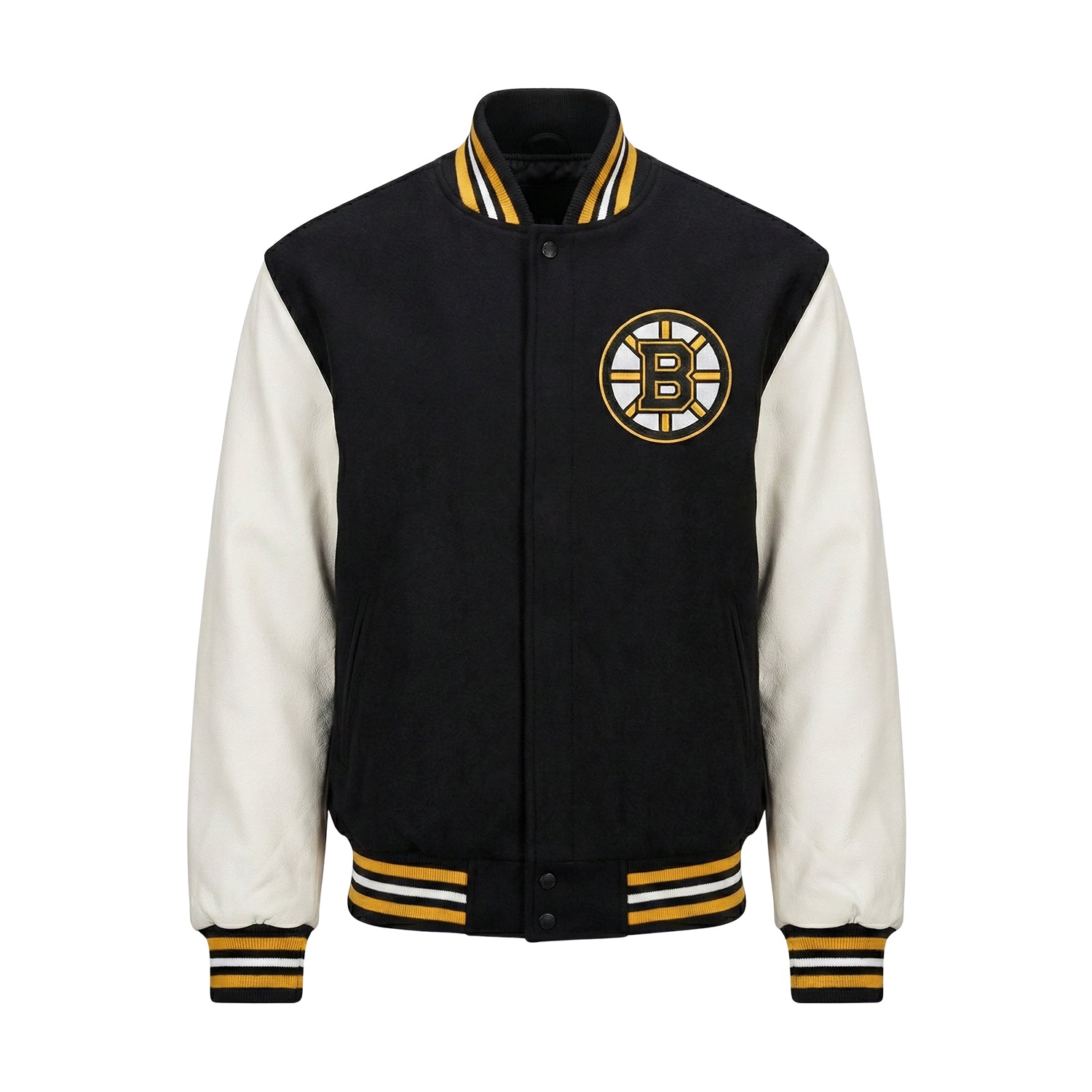 NHL Men's Boston Bruins Black & White Varsity Jacket