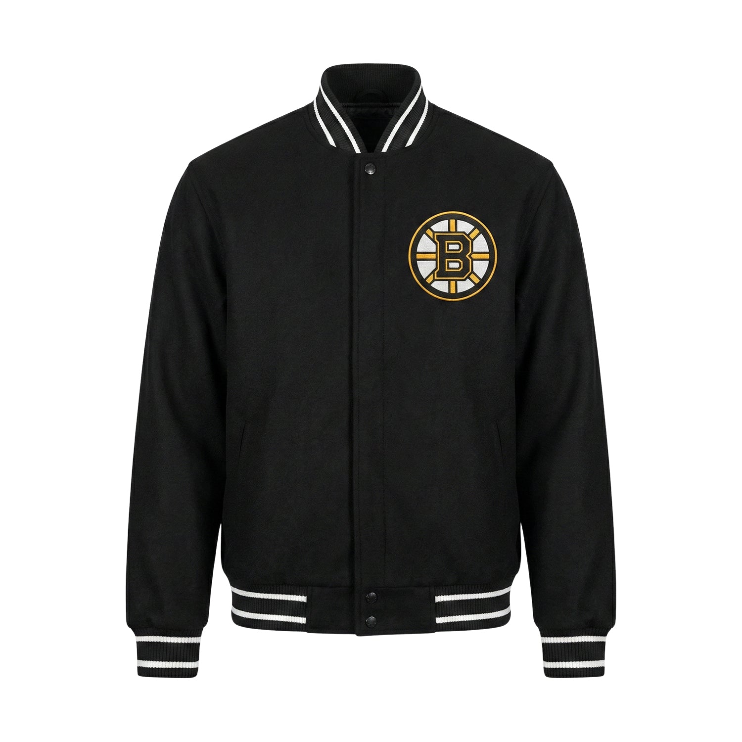 NHL Men's Boston Bruins Full Black Varsity Jacket