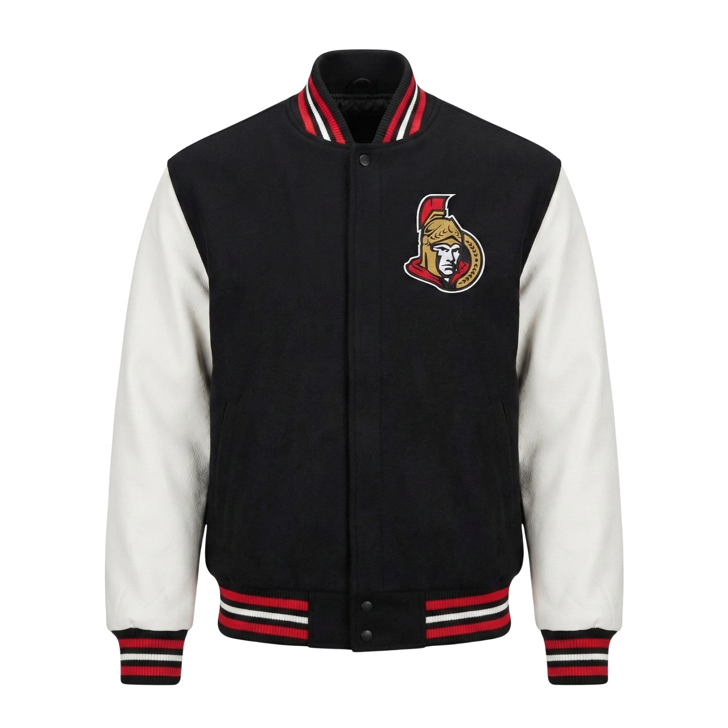 NHL Men's Ottawa Senators Black and White Varsity Jacket