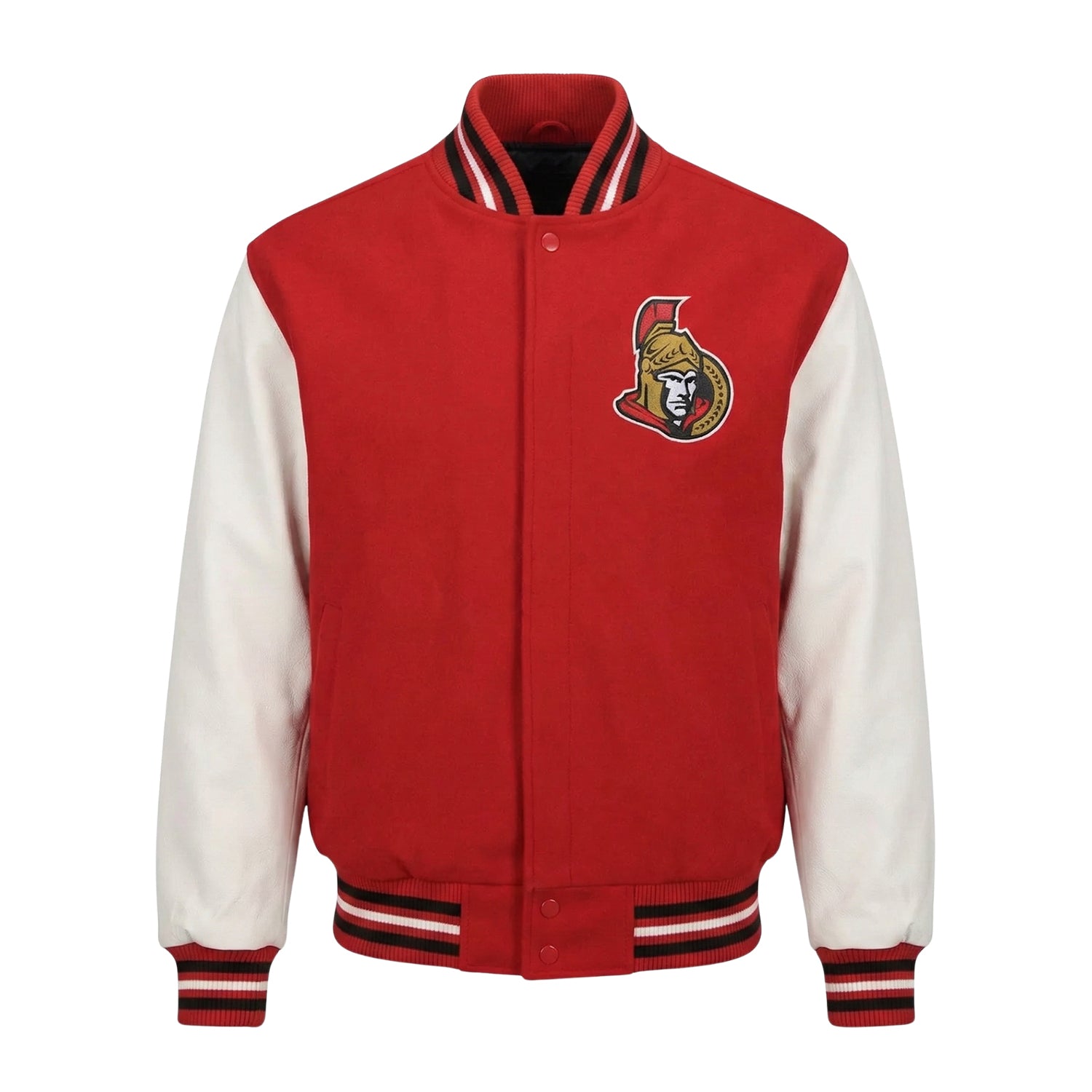 NHL Men's Ottawa Senators Red and White Varsity Jacket