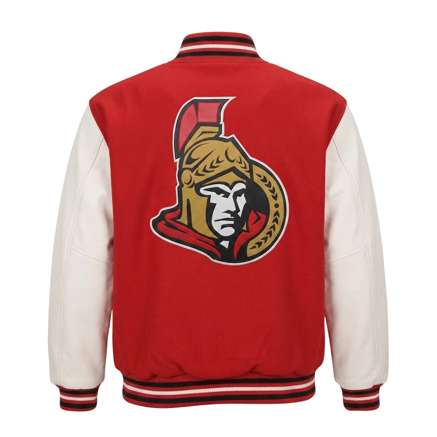 NHL Men's Ottawa Senators Red and White Varsity Jacket (Back)