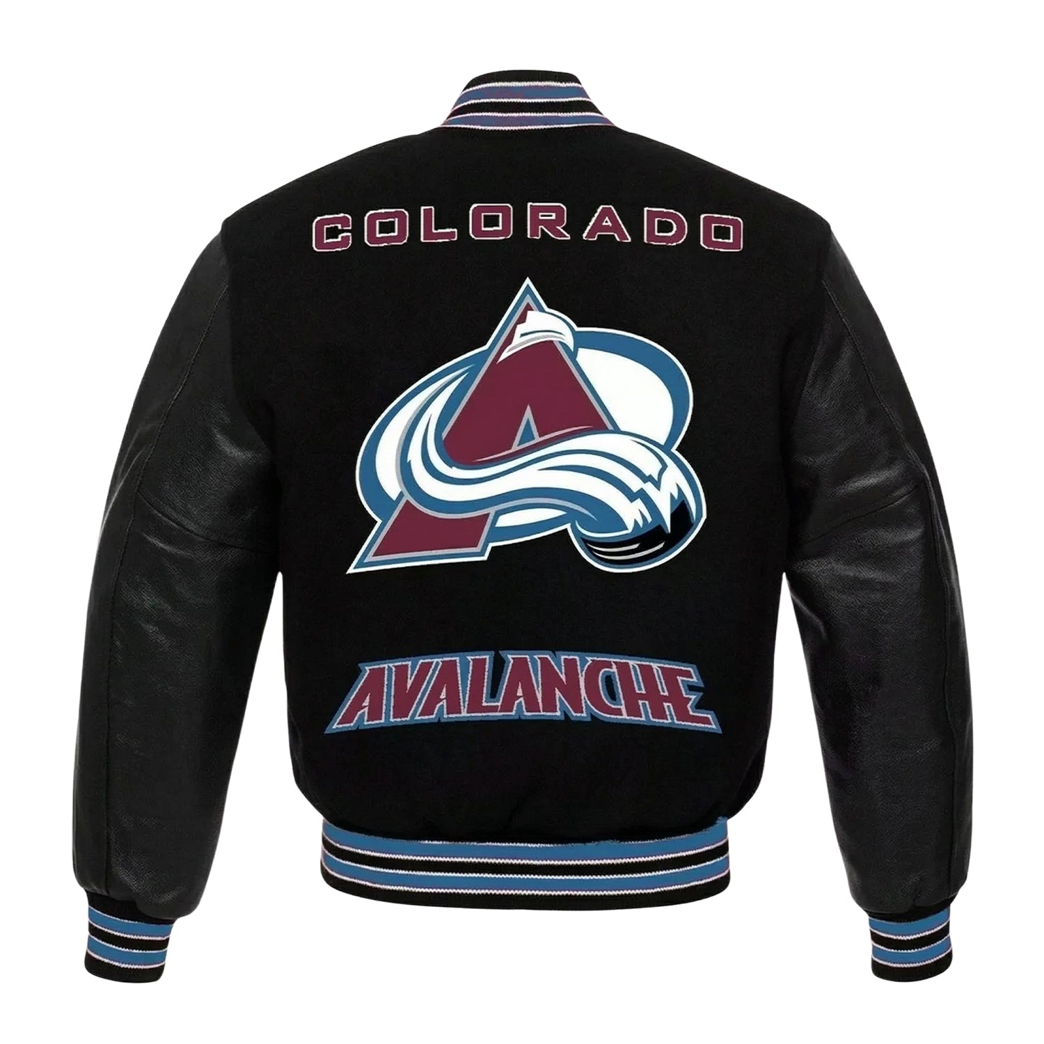 NHL Women's Colorado Avalanche Black Varsity Jacket (Back)