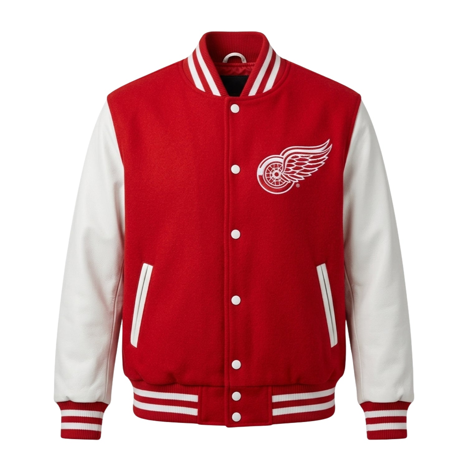 NHL Women's Detroit Red Wings red and white Varsity Jacket