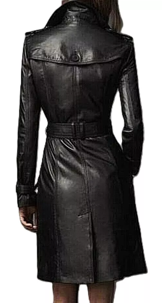New Women's Genuine Leather Pure Soft Lambskin Long Overcoat Trench Coat Jacket