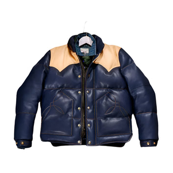 Men's Puffer Jacket Real Lambskin Leather Quilted Bomber Jacket - Dual Colors