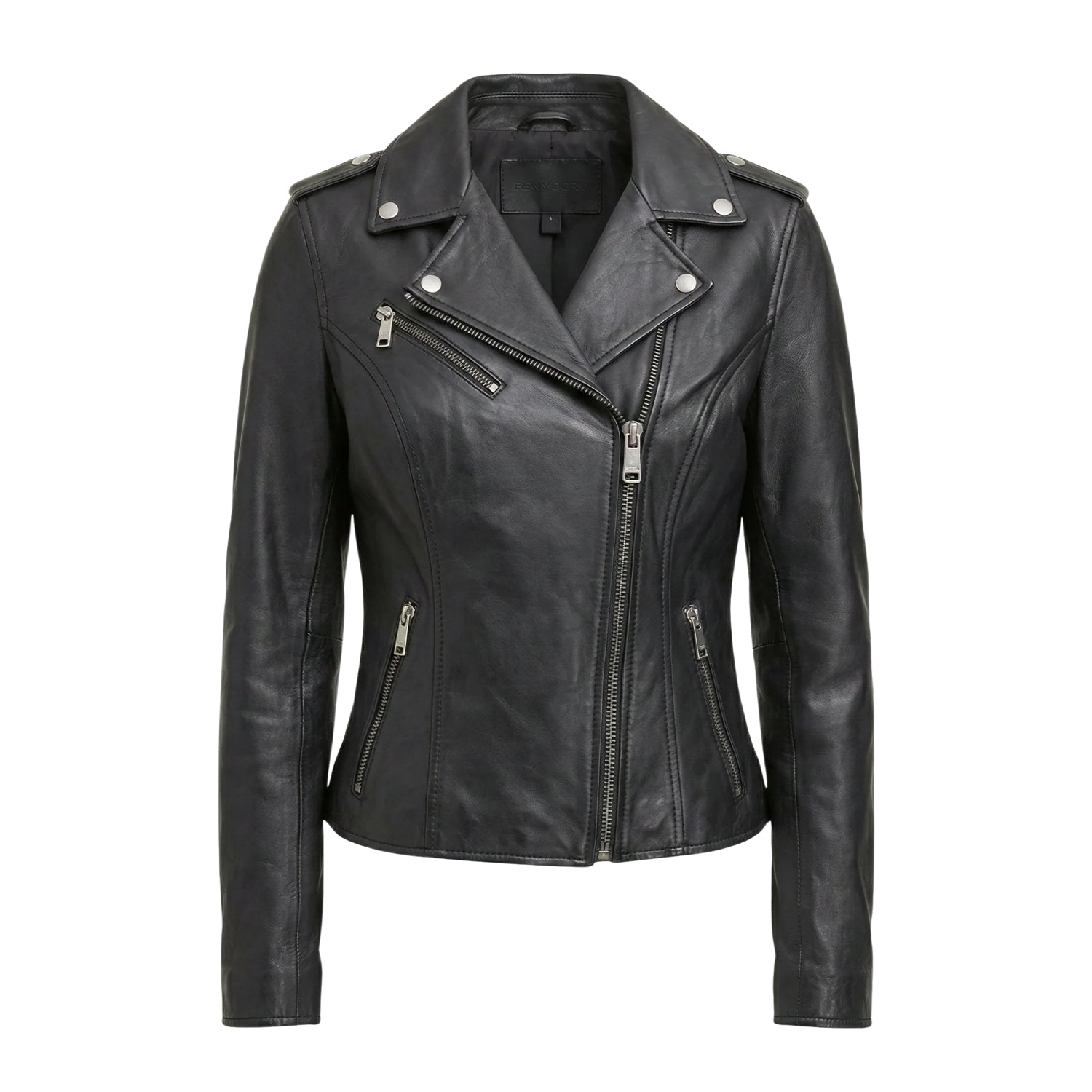 Women' Biker Durable Stitching Black Leather Jacket