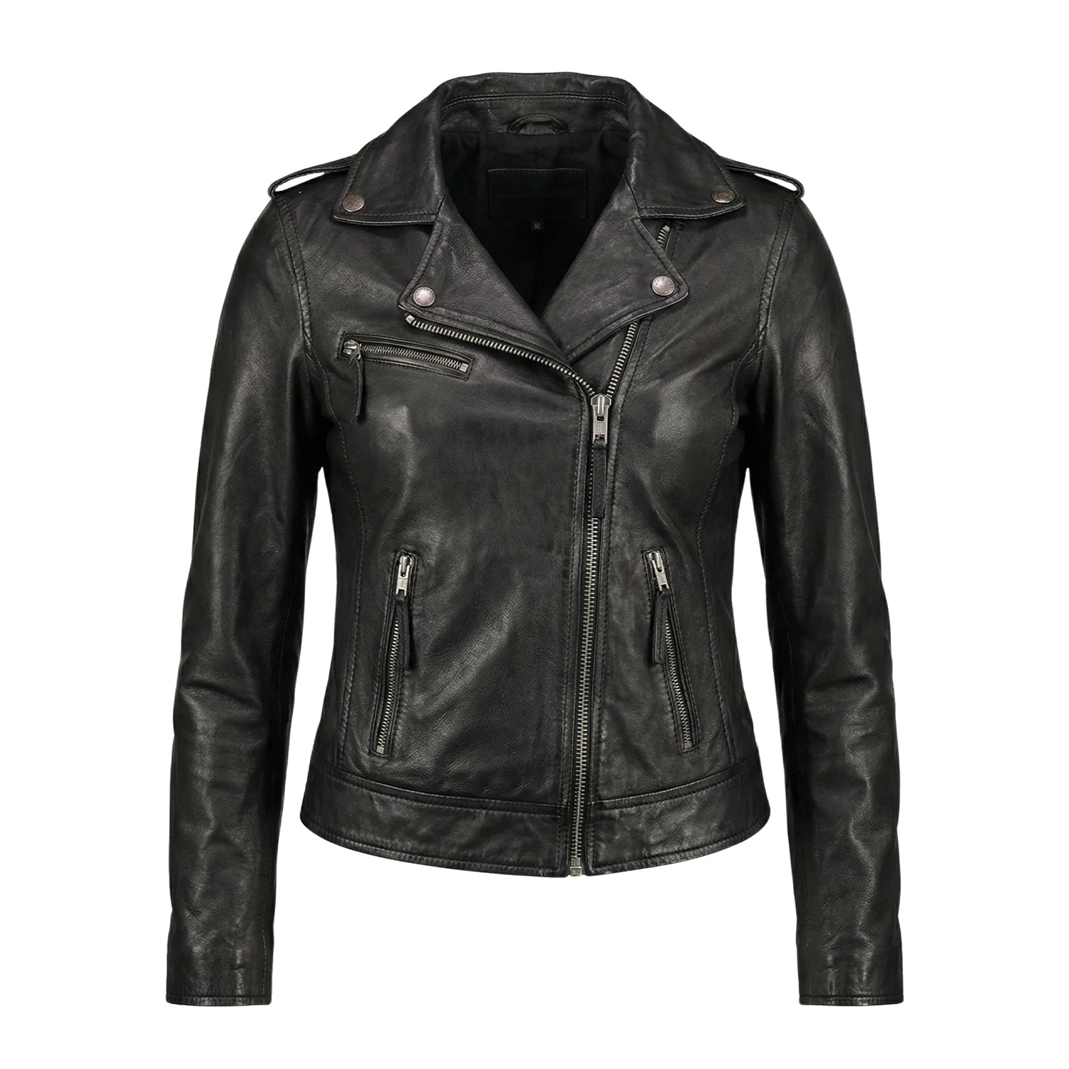 Women's Durable Stitching Biker Black Leather Jacket
