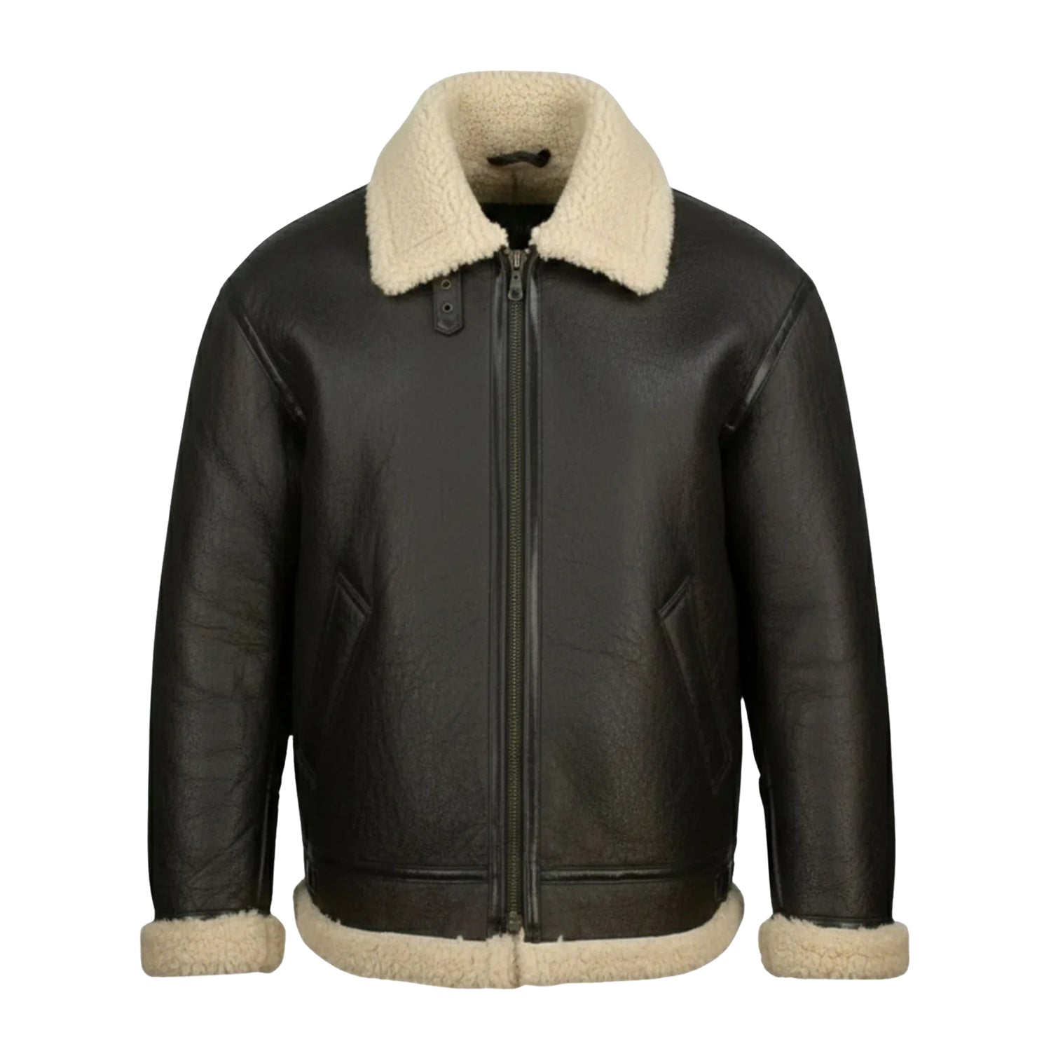 Women's Aviator Black Fur Black Shearling Jacket