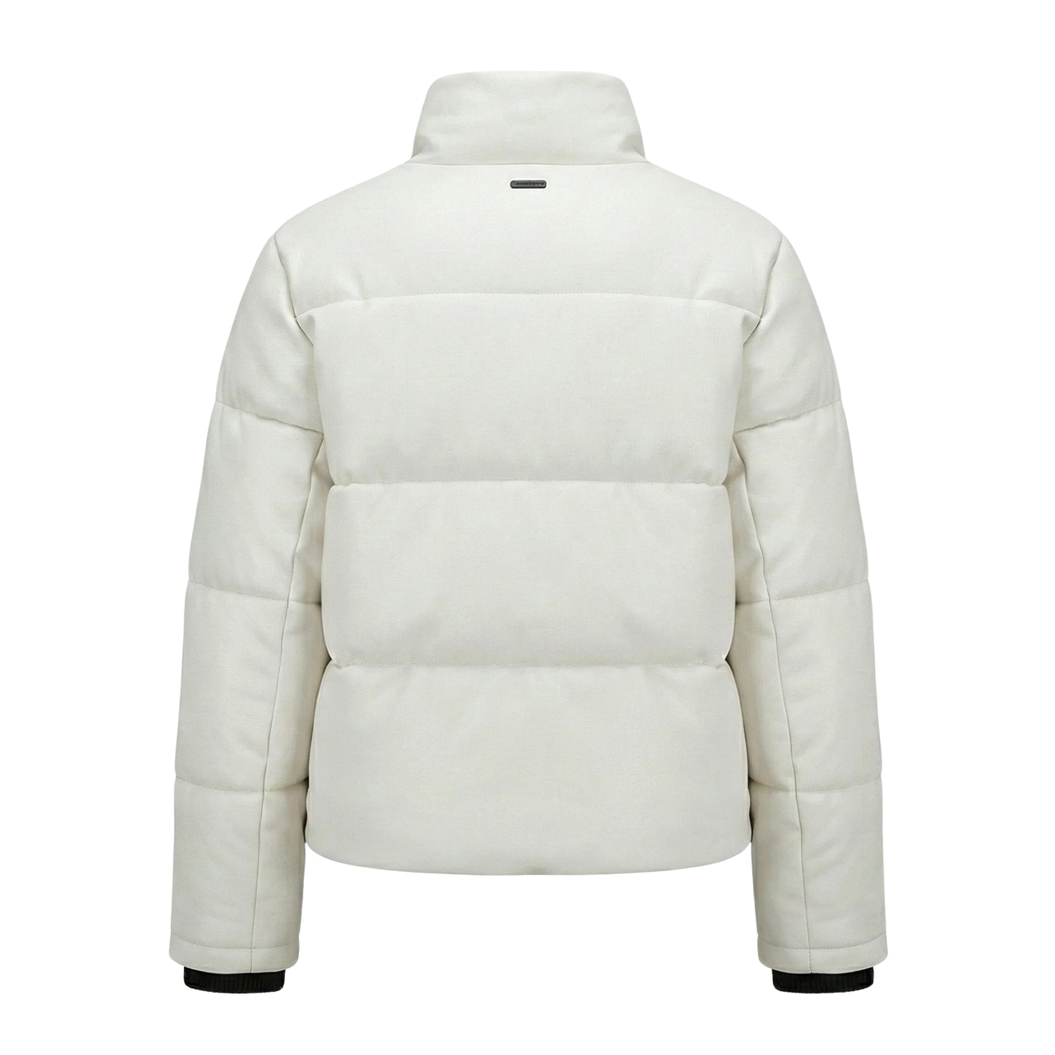 Women's Bomber Quilted Puffer Design White Puffer Jacket (Back)