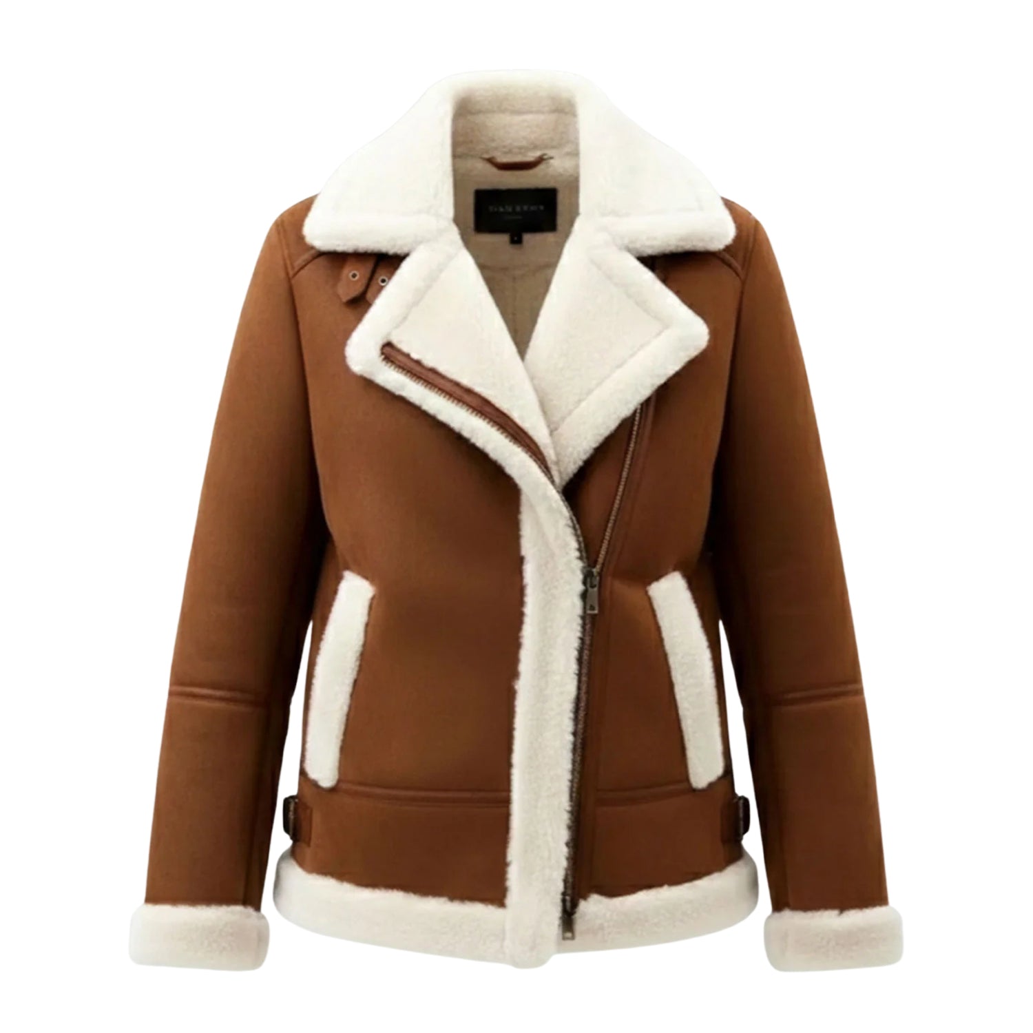 Women's Bomber Shearling Lined Brown Shearling Jacket