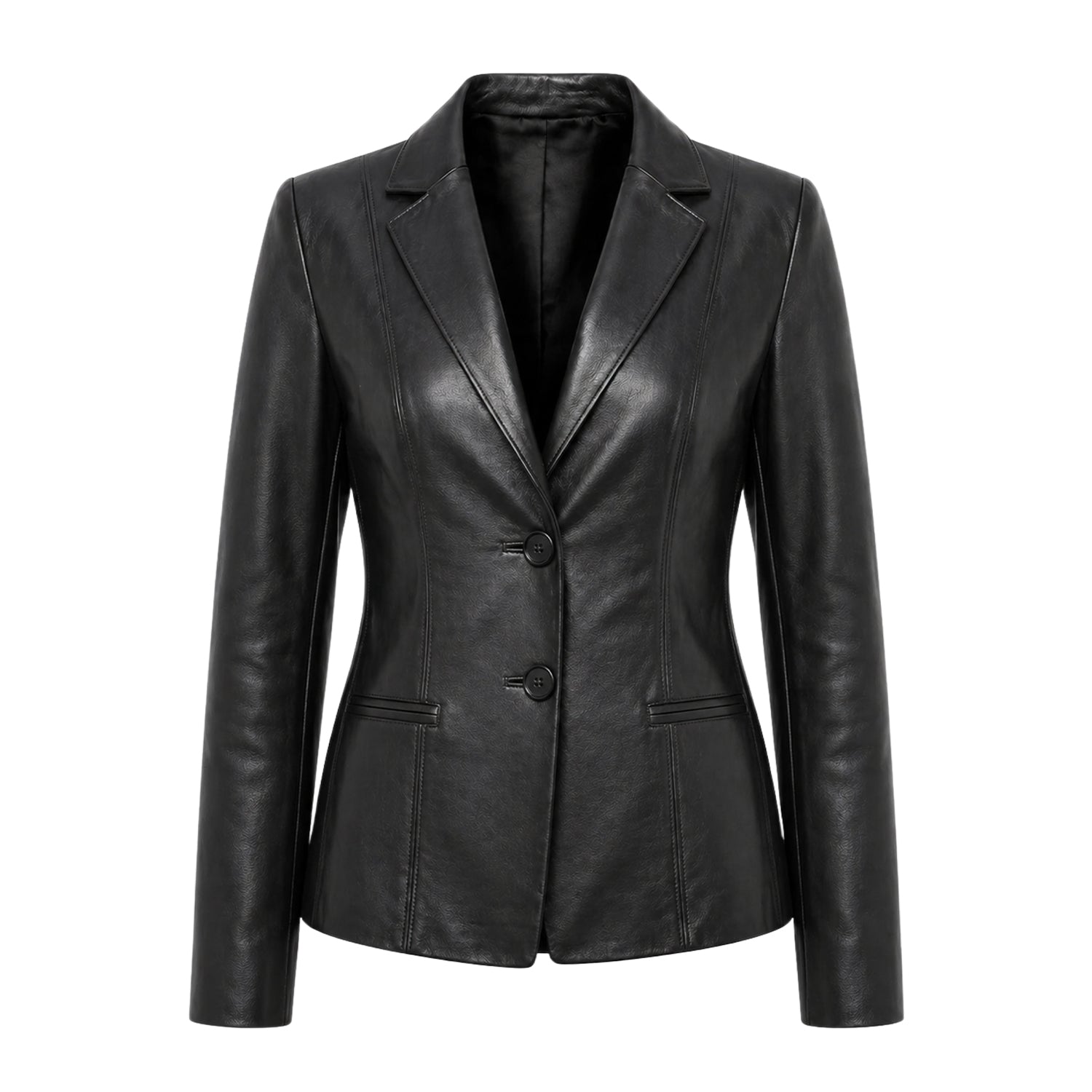 Women's Casual Kim Fit Black Leather Blazer