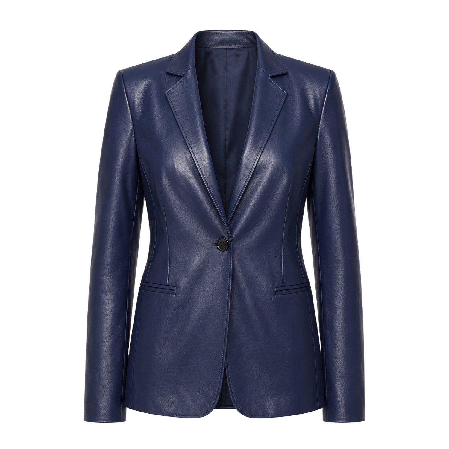 Women's Casual Kim Fit Blue Leather Blazer