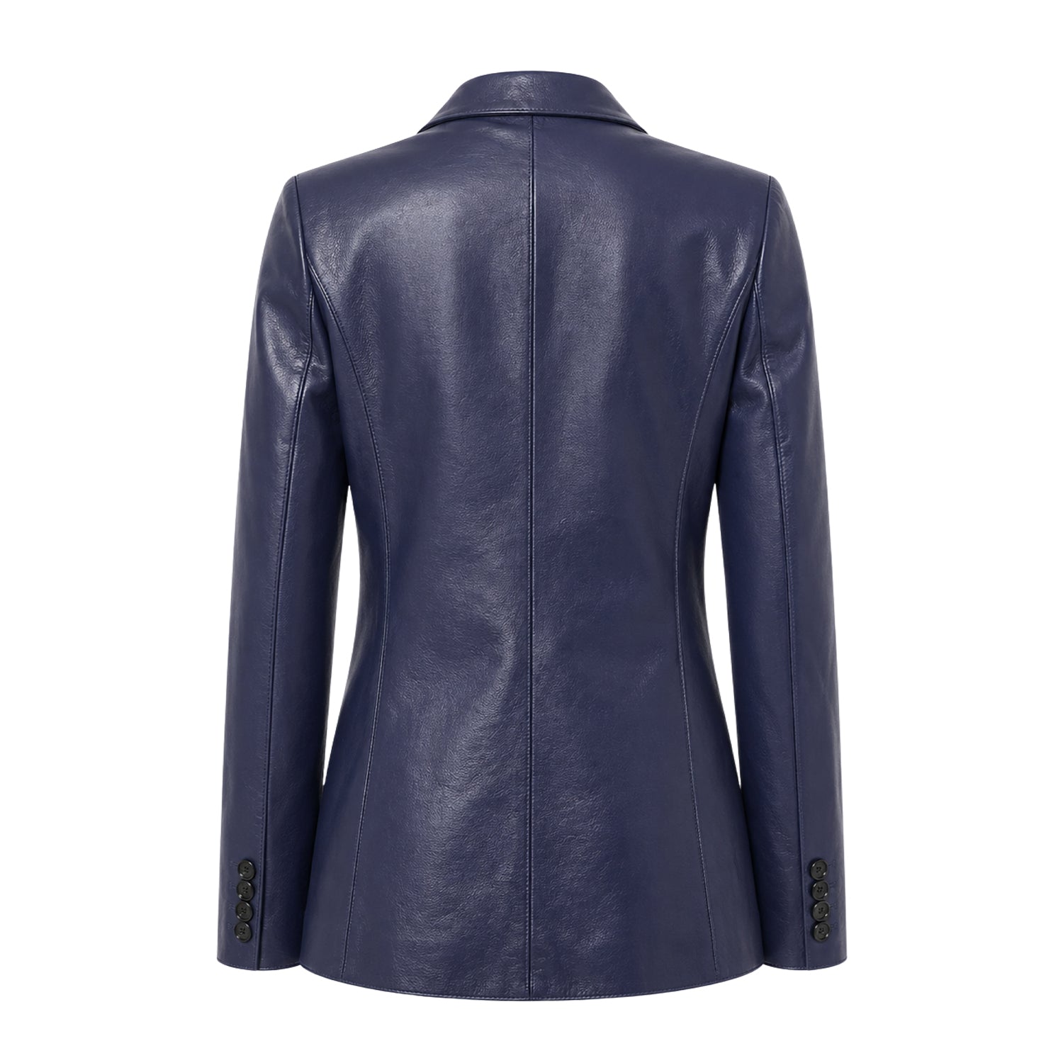 Women's Casual Kim Fit Blue Leather Blazer (Back)