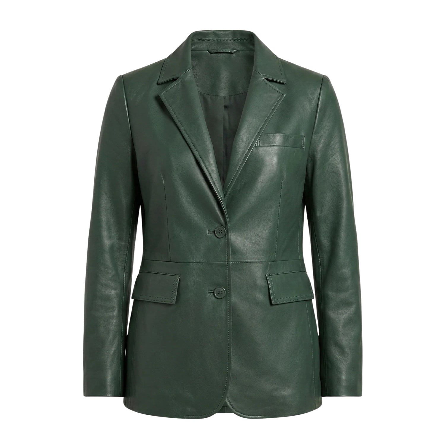 Women's Casual Kim Fit Green Leather Blazer
