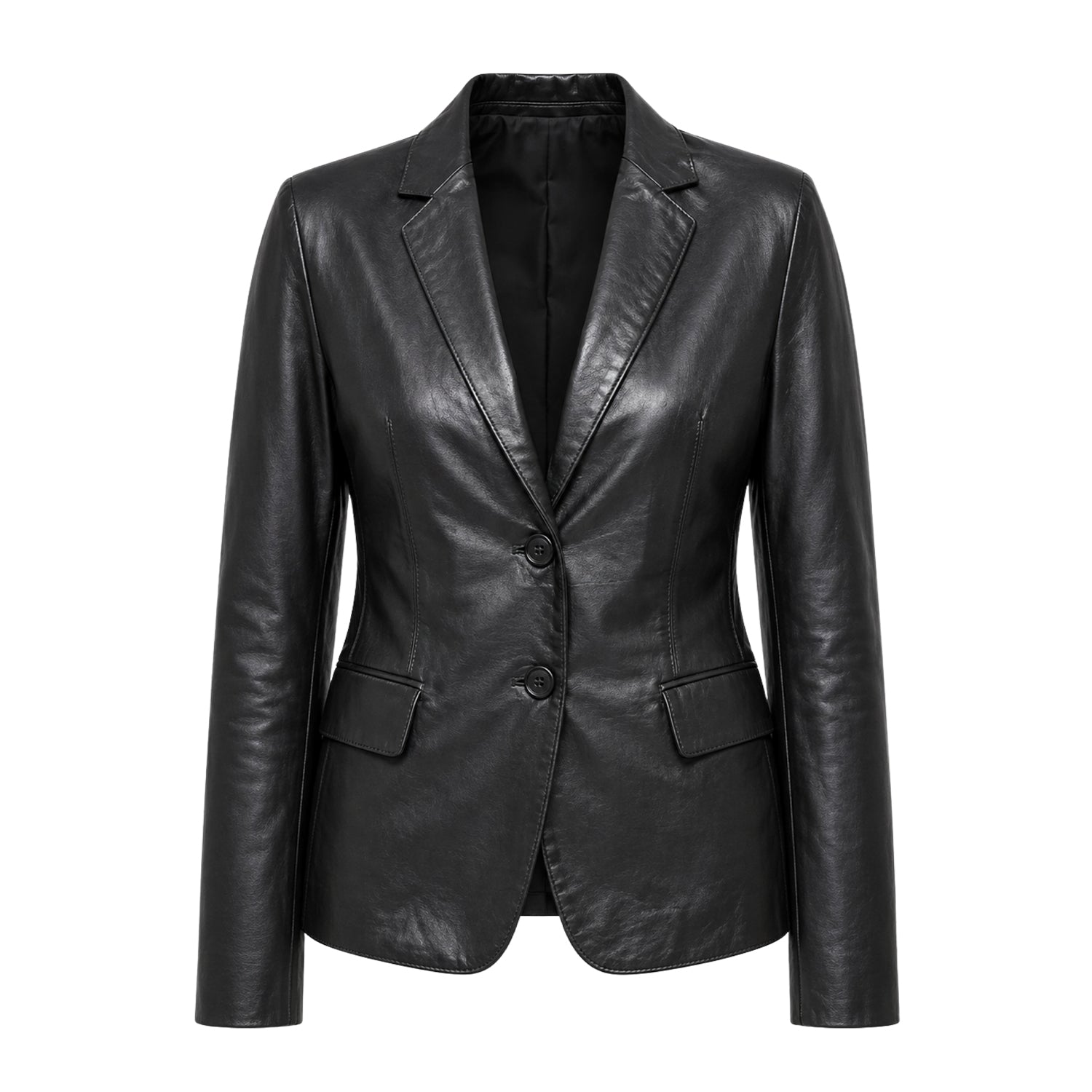Women's Casual Trench Biker Hybrid Black Leather Blazer