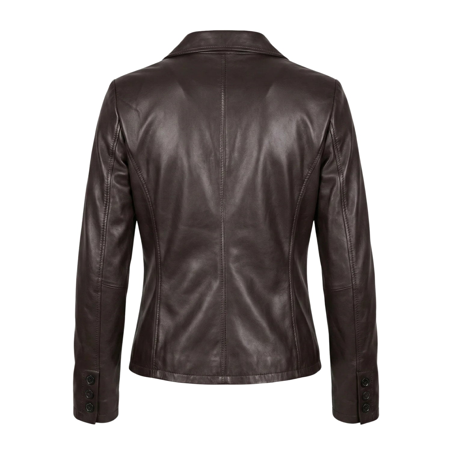 Women's Casual Vintage Design Black Leather Blazer (Back)