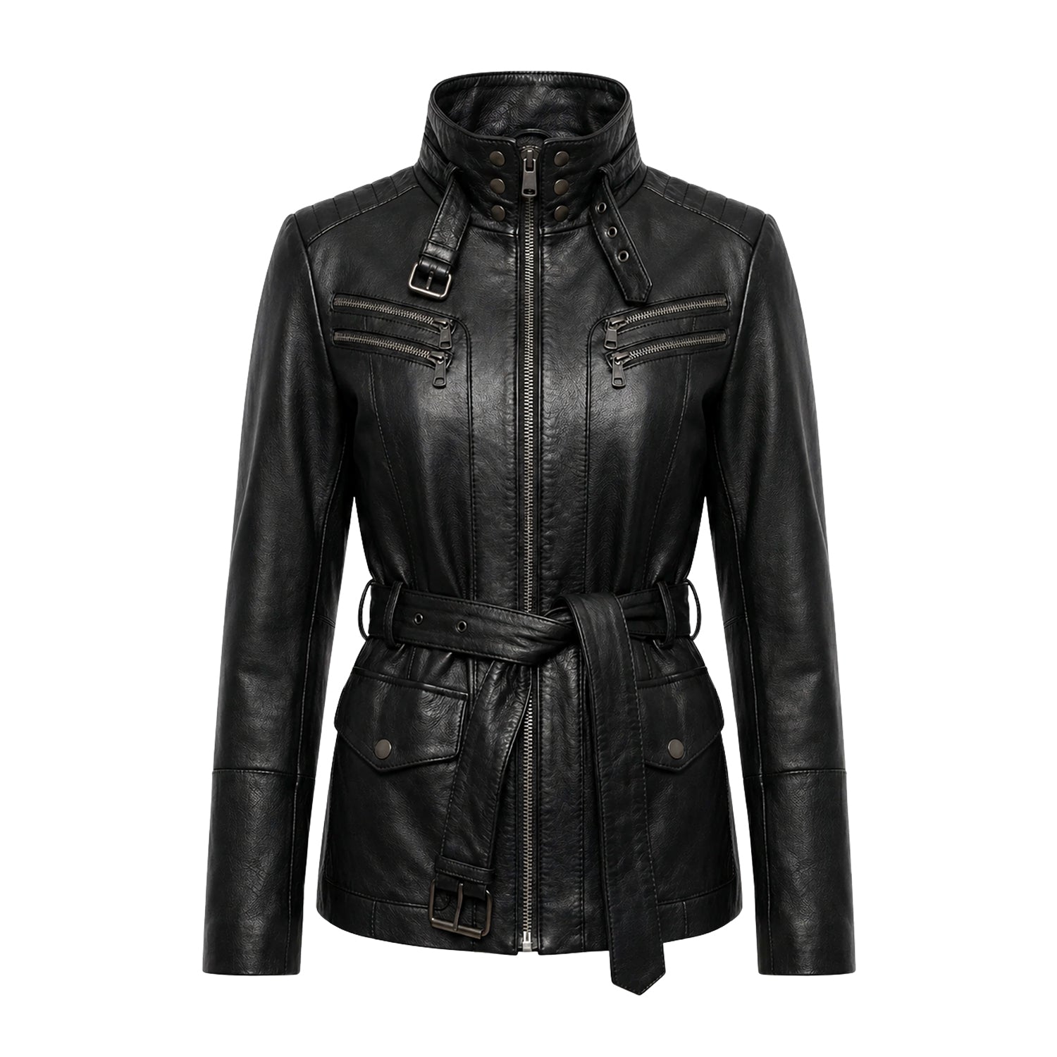 Women's Double Breasted Belted Waist Trench Coat