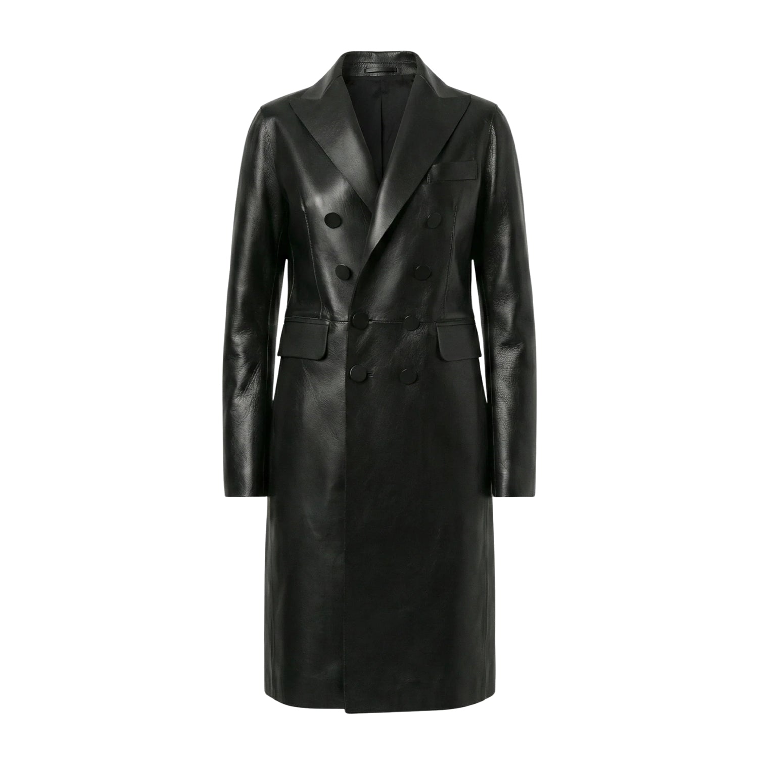 Women's Double Breasted Mid-Length Design Black Trench Coat