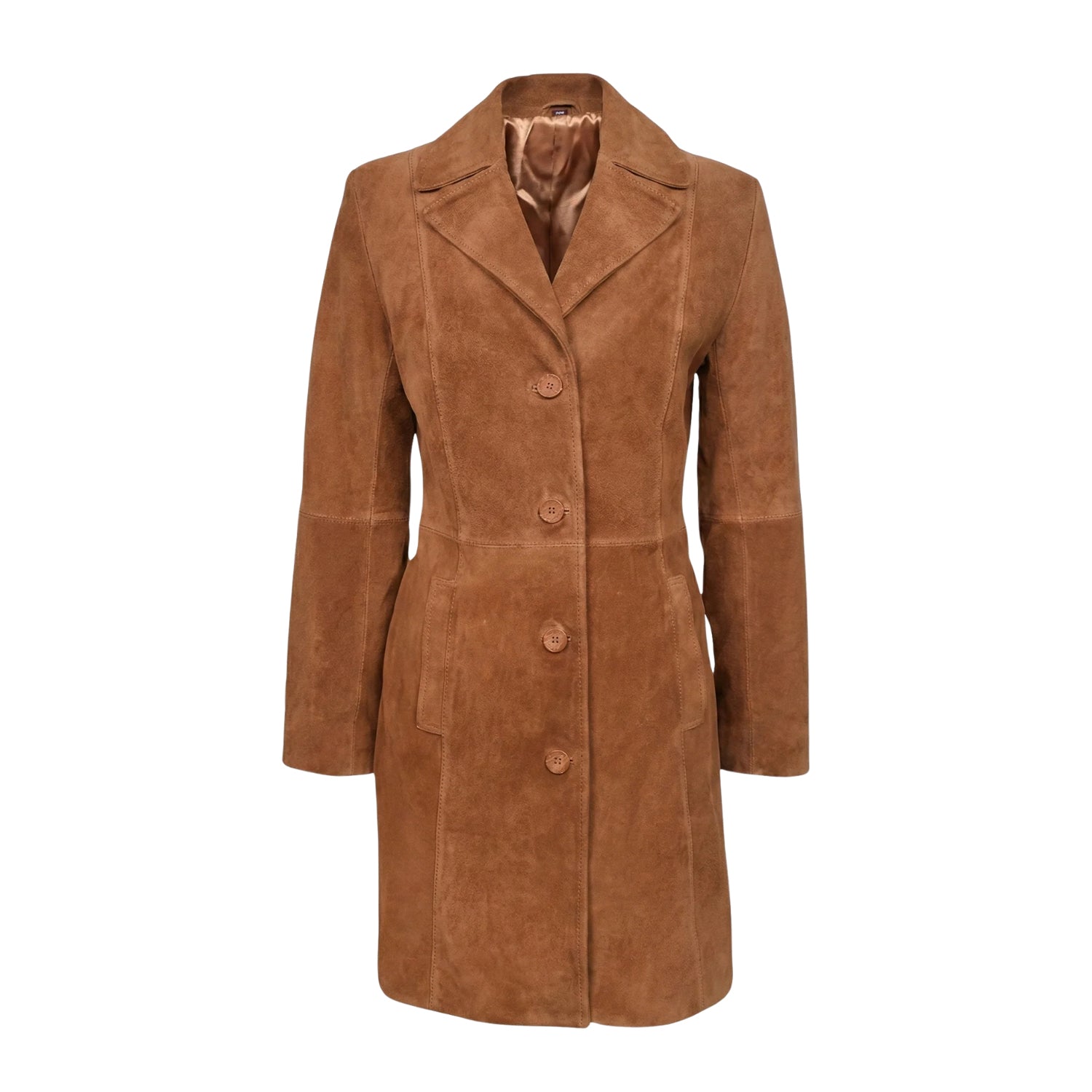 Women's Double Breasted Suede Leather Trench Coat