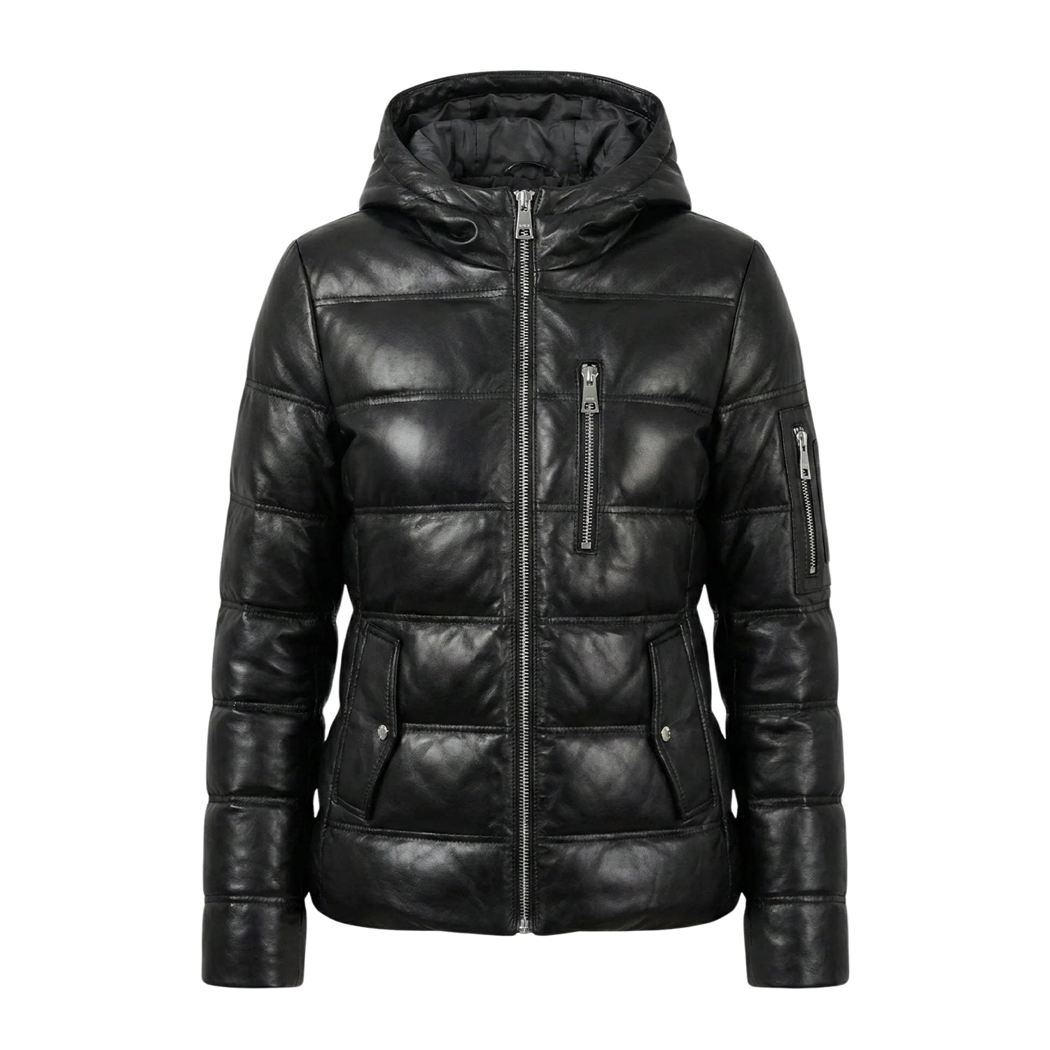 Women's Hooded Quilted Puffer Design Black Puffer Jacket
