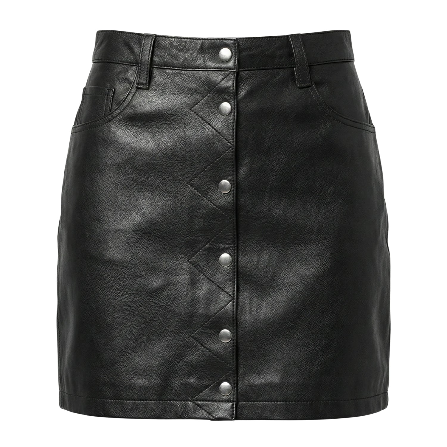 Women’s Pocket Pant Style Black Nappa Leather Mini Skirt