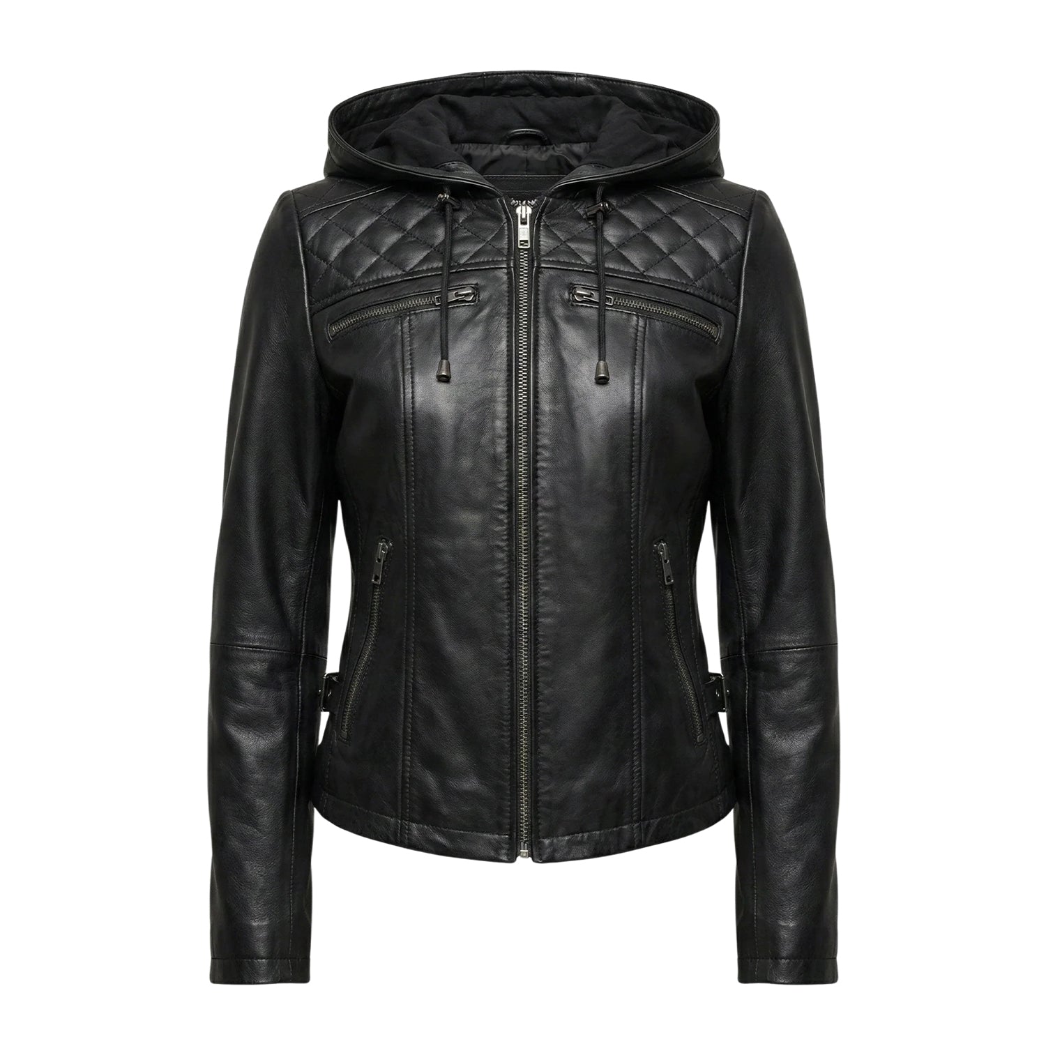 Women's Premium Durable Stitching Leather Biker Black Jacket