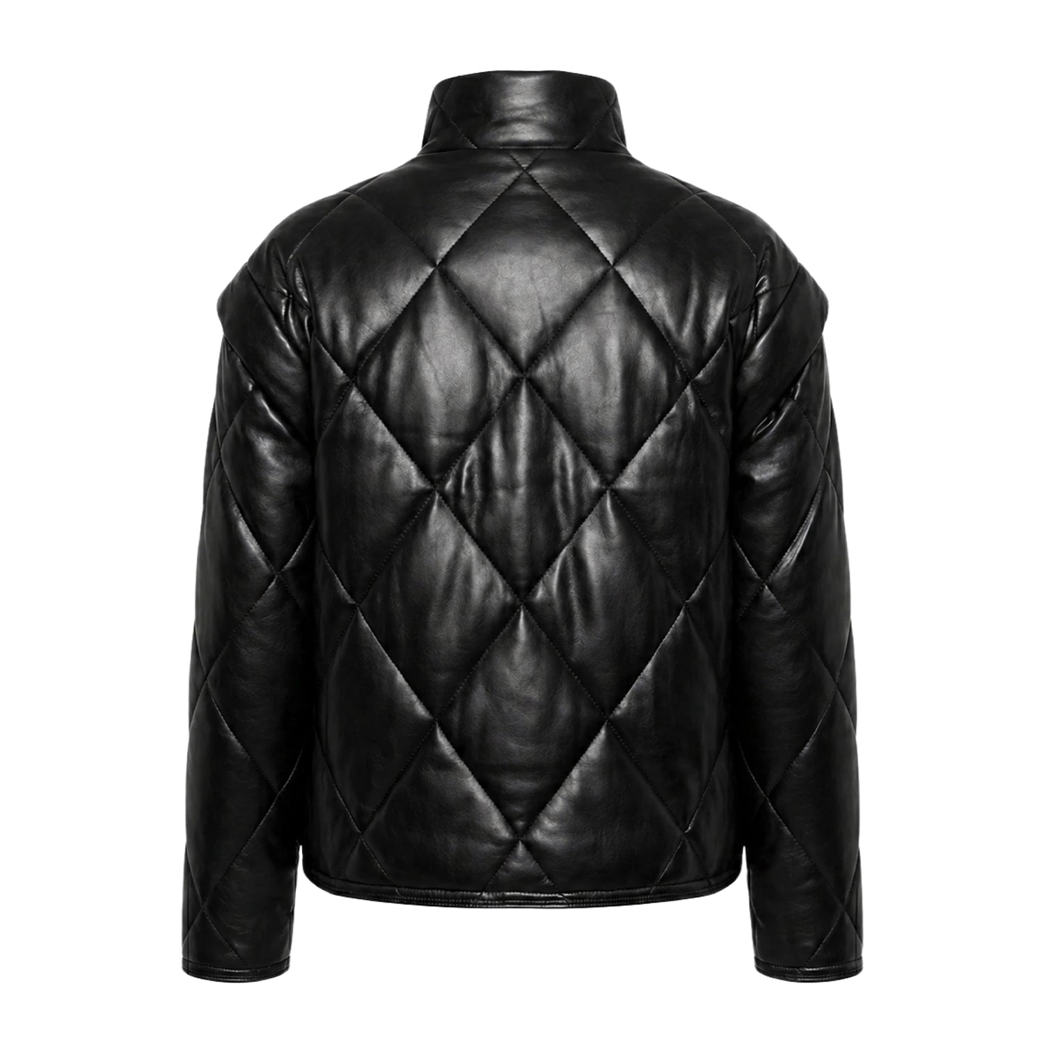 Women's Quilted Black Puffer Jacket (Back)