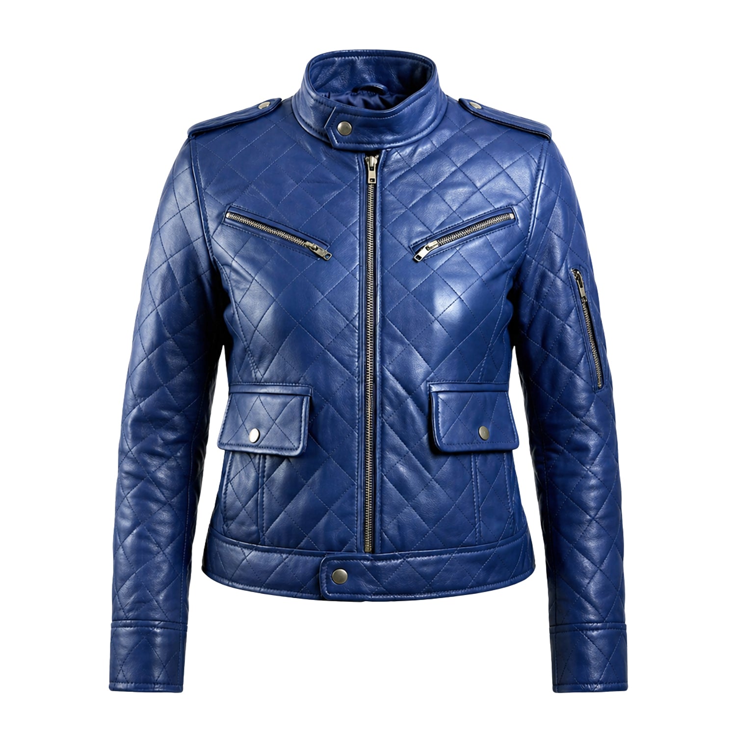 Women's Quilted Quilted Puffer Design Blue Puffer Jacket