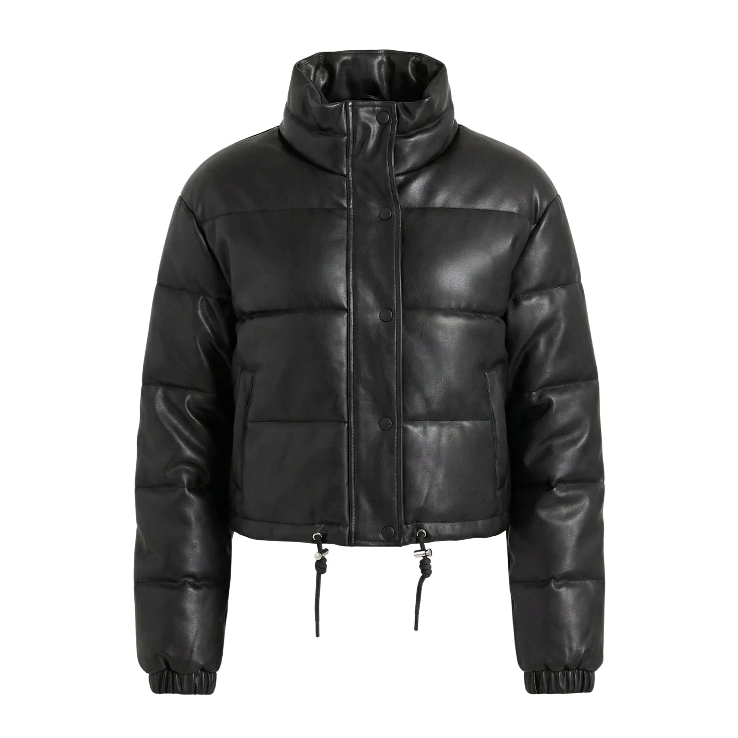 Women's Quilted Sleek Silhouette Black Puffer Jacket