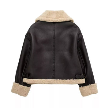 Women  Bomber Brown Aviator Flying Real Sheep Leather Jacket