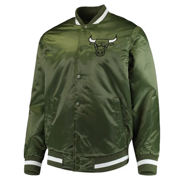 Men Chicago Bulls Forest Green Full-Satin Varsity Jacket - NBA