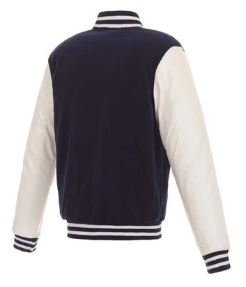 Men Columbus Blue Jackets Bomber Varsity Blue and White Jacket - NHL
