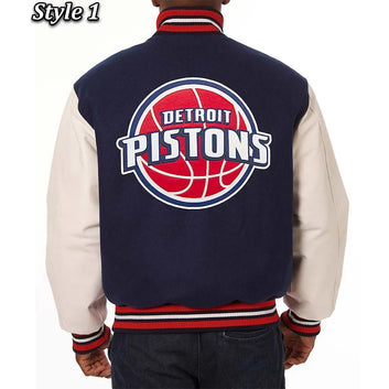 Men Detroit Pistons Style 1 Navy & White Varsity Jacket - NBA