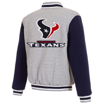 Houston Texans Gray and Navy Varsity Wool Jacket - NFL