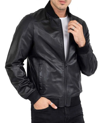 Black Vintage Leather Jacket For Men