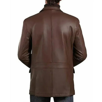 Men’s Classic Brown Two Button Leather Blazer