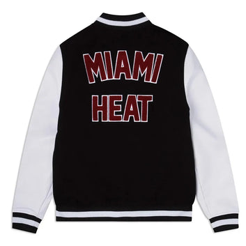 Men Miami Heat Eastern Conference Black & White Varsity Jacket - NBA