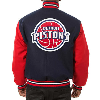 Men Detroit Pistons Two-Tone Navy Red Varsity Wool Jacket - NBA