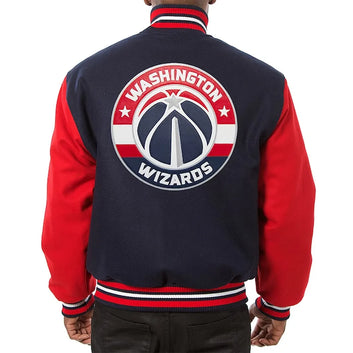 Men Washington Wizards Domestic Navy & Red Wool Varsity Jacket - NBA