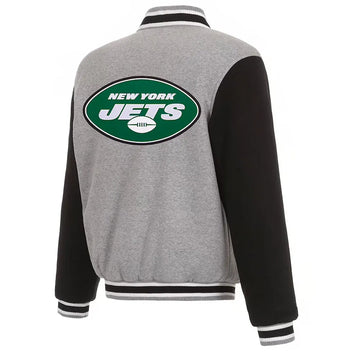 Men New York Jets Gray and Black Varsity Wool Jacket - NFL