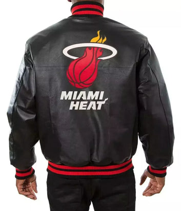 Miami Heat Genuine Leather Letterman Varsity Jacket with Leather Patches – NBA Fan Gear