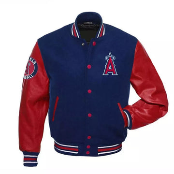 Men Letterman Los Angeles angels Blue and Red Varsity Jacket - MLB