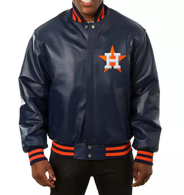 Men Houston Astros logo Letterman varsity jacket Genuine leather Baseball - MLB