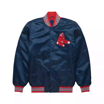 Boston Red Sox Navy Blue Varsity Jacket - Satin Baseball Bomber Style MLB Jacket