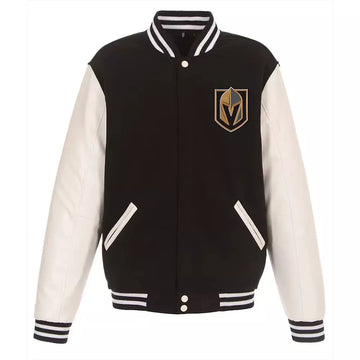 Letterman Vegas Golden Knights Varsity Black and White Jacket - NHL